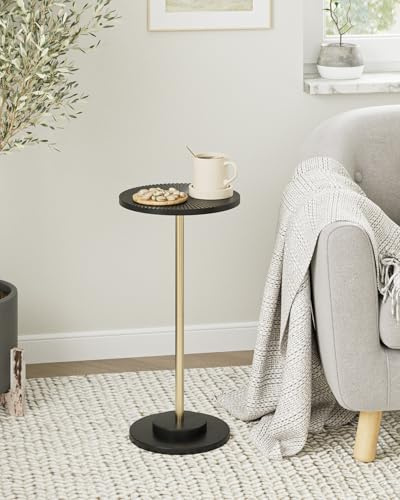 HEYZOEY Small Coffee Table, Small Round Side Table, Drink Tables for Spaces,Side Tables for Living Room,Black Gold