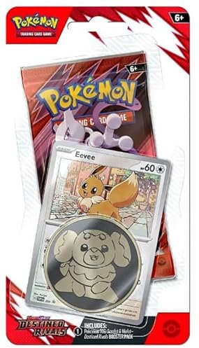 Pokemon TCG Scarlet and Violet Destined Rival Single Pack Booster with Coin and Promo Card (Eevee)