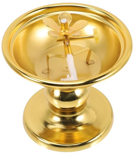 SOLUSTRE Retro Petroleumlampe Aus Messing Mit Baumwolldocht Dekorative Öllampe Für Zuhause Und Tempel Traditionelles Öllicht Für Wohnzimmer Und Buddharaum