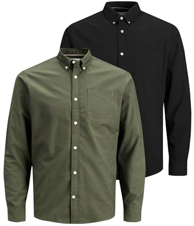 JACK & JONES Chemise décontractée à Manches Longues pour Homme Adulte - Coupe Slim - 100% Coton - À Carreaux - Bleu Marine - Taille M, 3XL