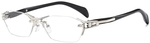ALKAHE Metall Lesebrille Rahmenlose Damen Herren Dünner Blaulichtfilter Linse Lesehilfe Sehhilfe Anti Blaulicht Randlos Brille