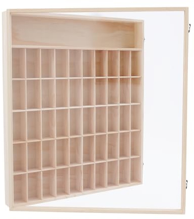 Loobiiny Holzvitrine,6 Etagen Vitrinenschrank,50 FäChern,HäNgevitrine Schaukasten,Minifiguren Aufbewahrungskoffer Mit Acrylabdeckung,59.6 * 62.6cm Wandregal