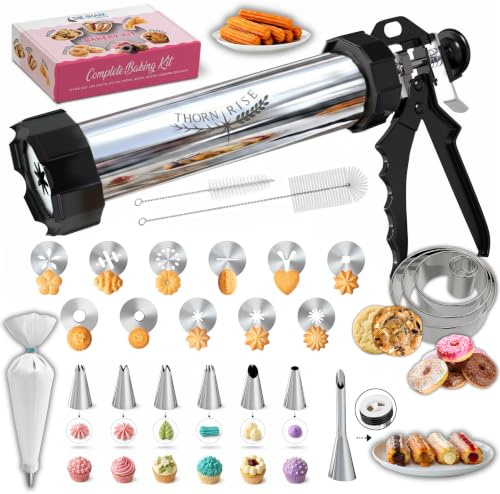 Churros Maker & Spritzgebäck Maschine – 304 Edelstahl, Große Kapazität, Leicht zu Reinigen & Langlebig – Ideal für Familien, Hobbybäcker & Profis – Perfekte Gebäckpresse für Spritzgebäck & Churros