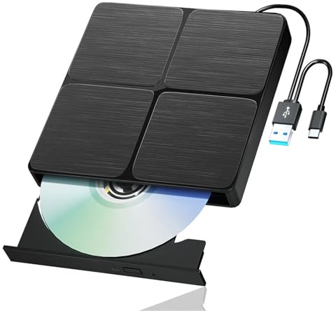 TUdcgjSXF External Blu ray Player USB3.0 3D Burner CD DVD-ROM Optical Drive Disc Reader for Laptop PC Window 11 10 Mac OS
