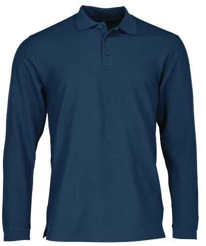 Fruit of the Loom Men's Premium Long Sleeve Polo Shirt, Navy, Small