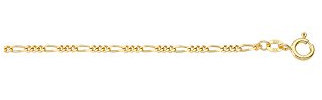 1001 JEWELS Gold Collierkette/Halskette Figaro aus 585 Gelbgold (50 cm)