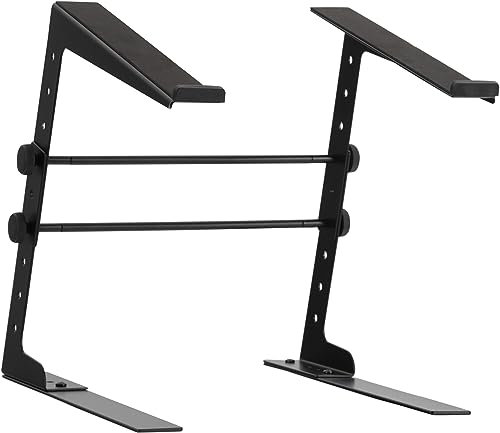 Pronomic LS-110 Laptopständer DJ Notebookstativ Laptop Stand (Höhenverstellbar, inkl. Befestigungsklammern, ideal für DJs & Musiker, Material: Stahl) Schwarz