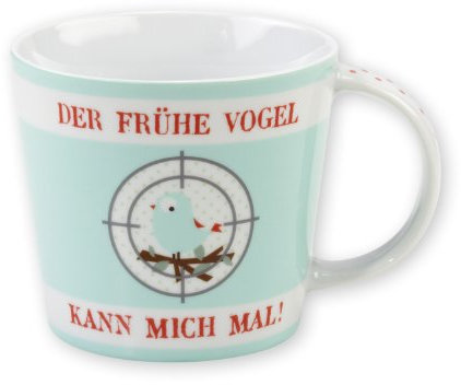 GRUSS & CO 42728 Tasse Der frühe Vogel kann mich mal, Porzellan, 32 cl