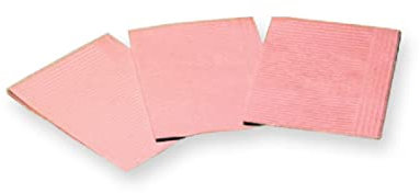 Gima Lot de 500 lingettes pliées et prétraitées, 3 couches : 2 en cellulose + 1 en polyéthylène, haute absorption et résistance à l'eau, couleur rose, dimensions 33 x 45 cm.