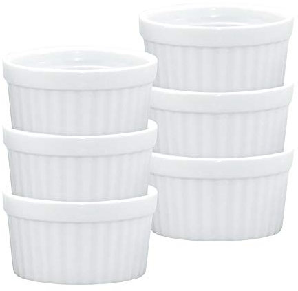 HIC Ramekins, Fine White Porcelain Souffle, 3-Inch, 3-Ounce Capacity, Set of 6