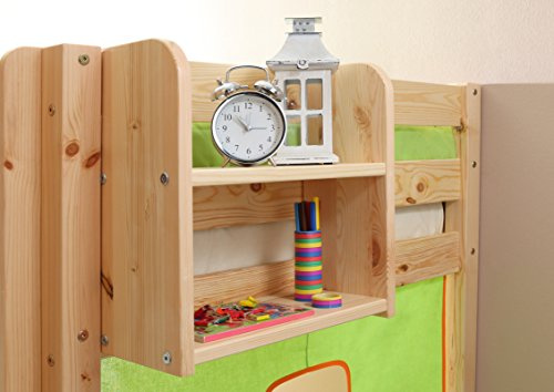 TiCAA Einhängeregal für Hochbett und Etagenbett, Bettregal aus Kiefer Massivholz, Kinderzimmer Ablage für Bücher und Spielzeug, Regal zum Einhängen, Natur, 40/80 cm