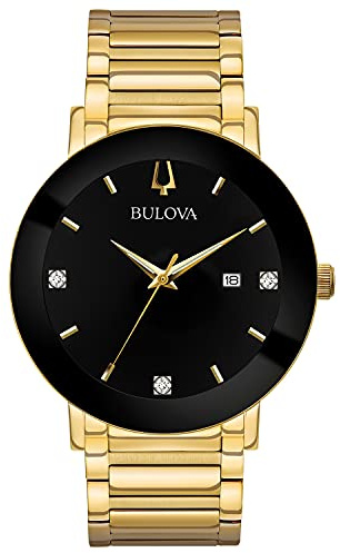 Bulova Men's 3-Hand Quartz Watch with Diamond Dial and Edge to Edge Crystal