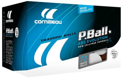Cornilleau ITTF Plastic ABS Evolution 1 Star Training Table Tennis Balls (Pack of 72), White