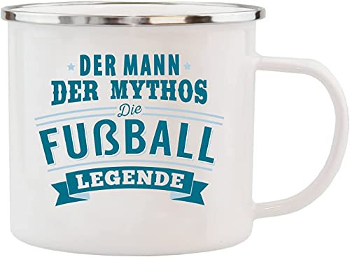 History & Heraldry Echter Kerl - Emaille Becher Fußballer/Fußballfan - individuelle und personalisierte Tasse mit Name und Spruch