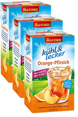 Milford kühl & lecker Orange-Pfirsich, 20 Teebeutel, 3er Pack