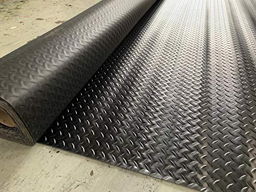Tuda Grass Direct | Quality PVC Rubber Checker | Garage & Commercial Use | Black Colour | 2m x 3m | Fast Delivery |