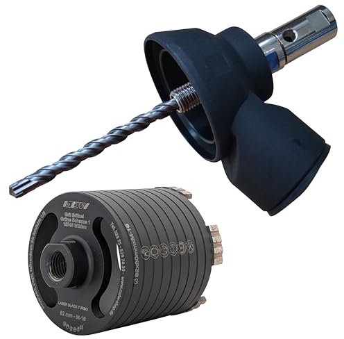 Diamant Dosensenker Laser Black Turbo Ø 82 mm inklusive Staubabsaugung mit konischem Vierschneiderbohrer & verschiedenen Aufnahmen