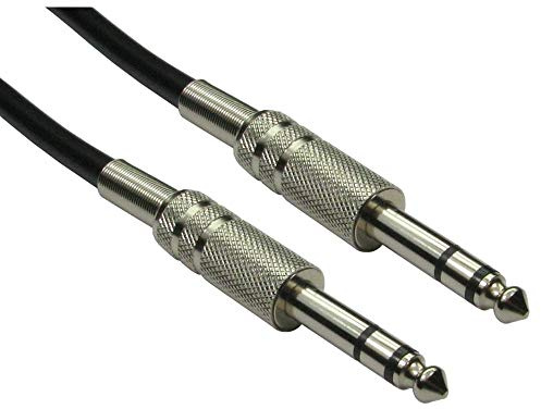 Ex-Pro Guitar Lead, Nickel 15m, 6.35mm 1/4 Male to Male TRS Stereo Jack Instrument Patch Cable for Effects Pedal Board Bass Keyboard Amplifier