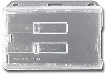 Waizmann.IDeaS® 5x Kartenhülle Kartenhalter Ausweishalter Namensschild 2 Karten Hartplastik HORIZONTAL TRANSPARENTER AUSSCHIEBER