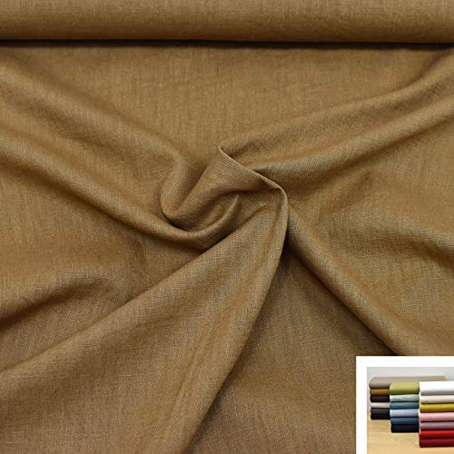 MAGAM-Stoffe Julia 100% Leinen Stoff uni Oeko-Tex Meterware 50cm (15. Ocker-Braun)