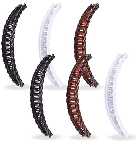 Pince à Cheveux Banane, NALCY 6 Pièces Pince Banane, Pinces Poisson, Extensible Clip de Peigne, Barrette à Cheveux en Poisson de Queue de Cheval Réutilisable Accessoire de Coiffure pour Femmes Filles