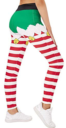 Rave on Friday Damen Leggings Weihnachten Druck Sport Lang Elegant Yoga Pants Blickdicht High Waist Frauen Laufhose Fitnesshose Trainingshose Sportleggins Streetwear S-XL
