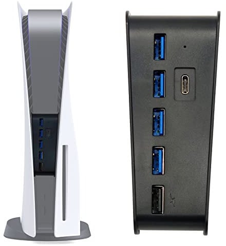 Ankey USB Hub for PS5, 5 Port USB High-Speed Expansion Hub Splitter Charger Extender Compatible with PS5 PlayStation 5 Console