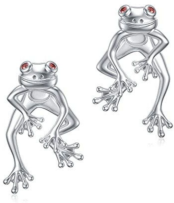 Two Way Frog Ohrringe Niedliche Tierschmuck Ohrringe Zwei Wege Frosch Ohrringe Sterling Silber Ohrstecker für Frauen (Frog) (Frog) (Frog)