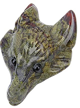 SUNNYCLUE Wolfskopf Charms Natürliche Drachenblut Stein Anhänger Wölfe Statue Handgeschnitzt Heilende Edelstein Figur Taschenkristalle Mit Loch Für Halsketten DIY Schmuckherstellung Bastelbedarf