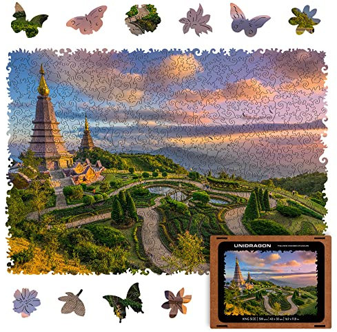 UNIDRAGON Original Holzpuzzle — Chiang Mai, 500 Teile, King Größe 16.9 x 11.8 Zoll (43 x 30 cm) Schöne Geschenkverpackung, Einzigartige Form Erwachsene und