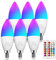 Wivety Lampadina LED E14, 5W (equivalenti a 40W), lampadina a candela,Colorate RGB 2700K Sfera Luce Bianca Calda Cambiare Colore Lampadina Multicolore con Telecomando (Pacco da 6)