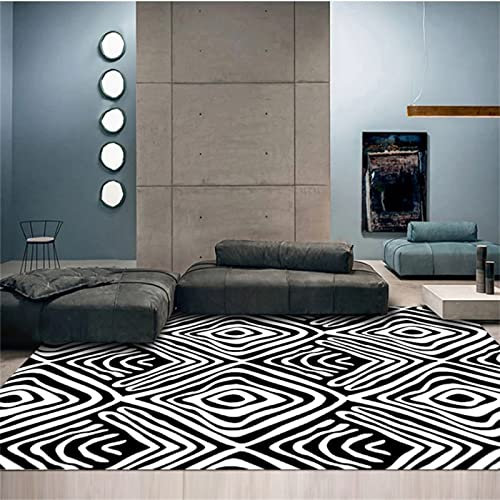 RUGMRZ Teppiche 80 x 160 cm Teppich Flach Gewebt schwarz Flur Läufer Waschbare Stalldecke Mit Schwarz-weiß Bedrucktem Design Designer