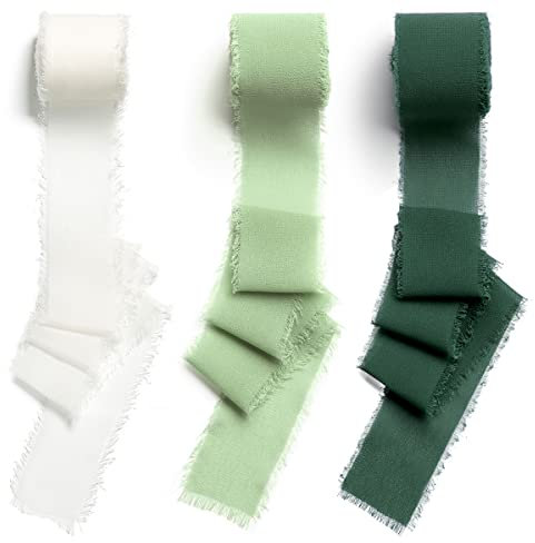 CHUQING Chiffonband Schleifenband Dekoband Geschenkband Hochzeit,38 mm x 6 m,3 Rollen,Festival Bänder für Hochzeiten, Taufen,Party