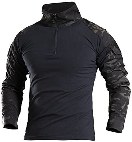 Uugood Combat Shirt Flecktarn Tactical Shirt Herren Hemd Slim Fit Langarm Camouflage Shirt Paintball Airsoft Army Military Hemd Bundeswehr T-Shirt Militär Uniform, AYH, XXL