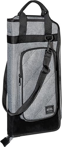 Meinl Cymbals Classic Woven Stick Bag – Drumstick Tasche für Sticks, Rods, Jazz Brushes, Mallets und Schlagzeug Zubehör – plus externes Fach und Tragegurt, Grau (MCSBGY)