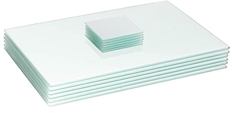 Harbour Housewares Glass Placemats & Coasters Set - 12pc - White - 40x30cm - Dining Table Protection Place Mats Cup Drink Coasters for Tabletops, Worktops