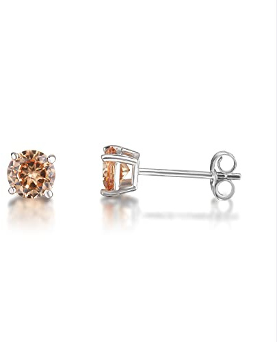 inSCINTILLE Lucciole Orecchini Punto Luce in Argento 925 Rodiato con Zirconia Cubica (Ambra, 0.40 cm)