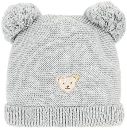 Steiff Mädchen Mütze mit Bommel Hat, Soft Grey Melange,55