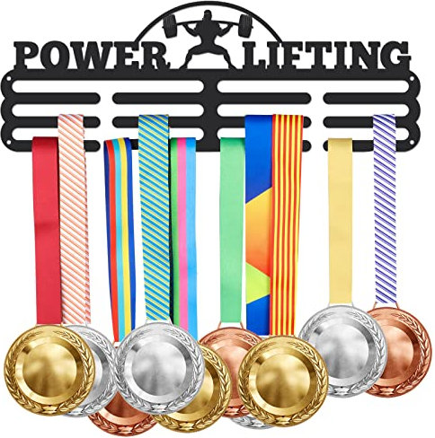 SUPERDANT Espositore per Medaglie per Sollevamento Pesi Porta Medaglie per Sollevamento Pesi con 12 Linea Espositore Porta Medaglie in Acciaio Robusto Montati A Parete Regalo per Atleta