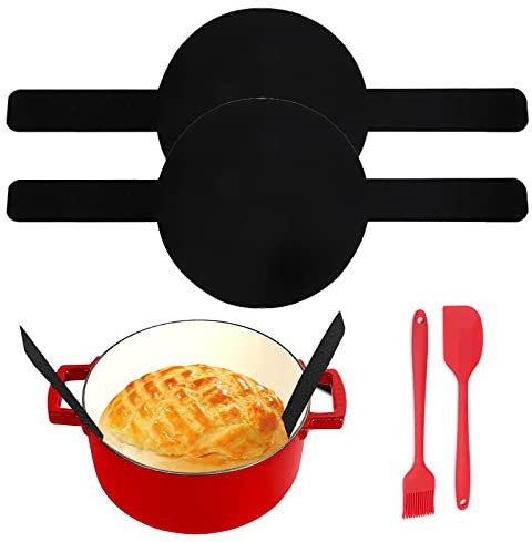 Les-Theresa 2Pcs Baking Mat for Dutch Oven, Sour Dough Dutch Oven Liner with Brush and Scraper Bread Mat for Oven, Bread Baking Sling Bread Making Accessories Bread Sling for Dutch Oven