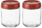 Eidoct 2-Pack 15.8oz Glass Jar with Screw Lid Leakproof Overnight Oats Container, Yogurt Jars, Oatmeal Salad Jars, for Cereals Milk Fruit Condiment Dressing Sauce(2-Pack 450ml Red)
