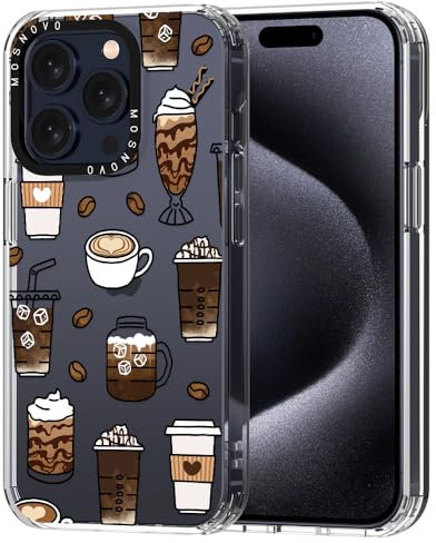 MOSNOVO für iPhone 15 Pro Hülle – Durchsichtige, schlanke, stoßfeste TPU+PC-Handyhülle, [6,6 Fuß Fallschutz/Anti-Abziehen] - Kaffee