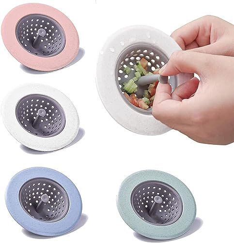 4 Pcs Kitchen Sink Strainer, Mesh Silicone Sink Plug Drainer Filter, Drain Protector Bathroom Drain Filter Sink Plug Sewer Anti-Blocking Filter Strainer for Kitchen Bathroom Filter Net Trap
