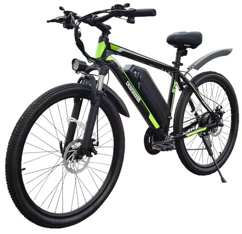 DEEPOWER S26 Electric Bike, 250W Brushless Motor, 26 x 1.95 Electric Bicycle for Adults, 48V 12.8Ah Removable Battery, 25KM/H, 21-Speed Gears, Mountain EBikes