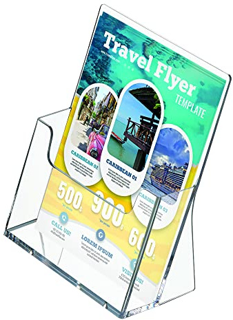 DISPLAY SALES Prospekthalter DIN A5 Acryl Tisch Tisch-Prospekthalter Flyer | Broschürenständer, Flyerhalter aus glasklarem Acryl, geneigtes Design, Theke und Empfang, Tisch-Prospekthalter für Flyer