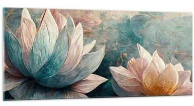 Quadri Moderni su Vetro 120x50 cm Stampe da Parete Botanica Fiori - 5976 | Pezzo Deco Quadro Decorativo Grande Decorazione Murale Soggiorno Camera da Letto Arte da Parete Decorazione da Parete ARTTOR
