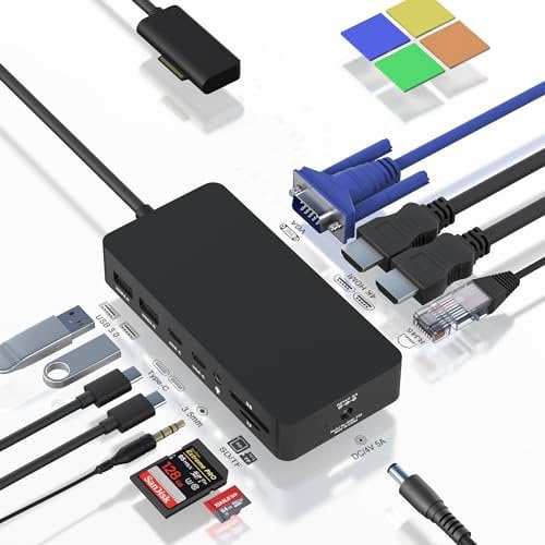 Surface Docking Station, Surface Triple Display (2*HDMI 4K+VGA) Dock, Microsoft Surface Dock für Surface Pro 11/10/9/8/X/7/6/5/4, Surface Book 3/2/1, Surface Laptop go/5/4/3/2/1, Surface Accessorie