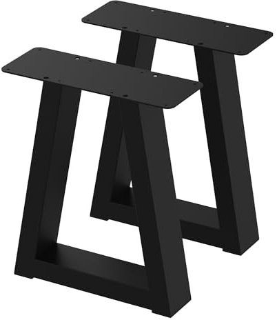 BK Styl 2 Stück Tischbeine aus Metall V-Form | Tischgestell aus 80x40mm Profilen | Tischkufen Tischfüße Möbelbeine für Schreibtische & Esstische I Stahl Pulverbeschichtet I DIY (350x420mm Black)