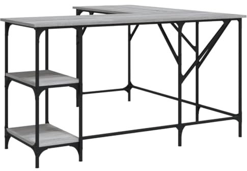 vidaXL Escritorio, Mesa de Estudio, Escritorio para Ordenador Documentos, Mueble para Oficina Despacho, Madera de Ingeniería Gris Sonoma