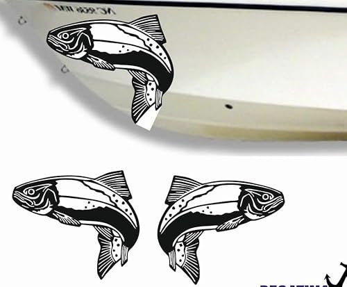 Rakelfix 2 x Forelle, Lachs Aufkleber aus Hochleistungsfolie - viele Farben zur Auswahl - Angler Angelboot Sticker Boot Boote Beschriftung Bug Bootbeschriftung Fischen Sticker